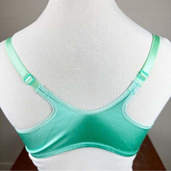 Victorias Secret Green Satin Vintage 90s Push Up Second Skin Bra 34C - Picture 3 of 7